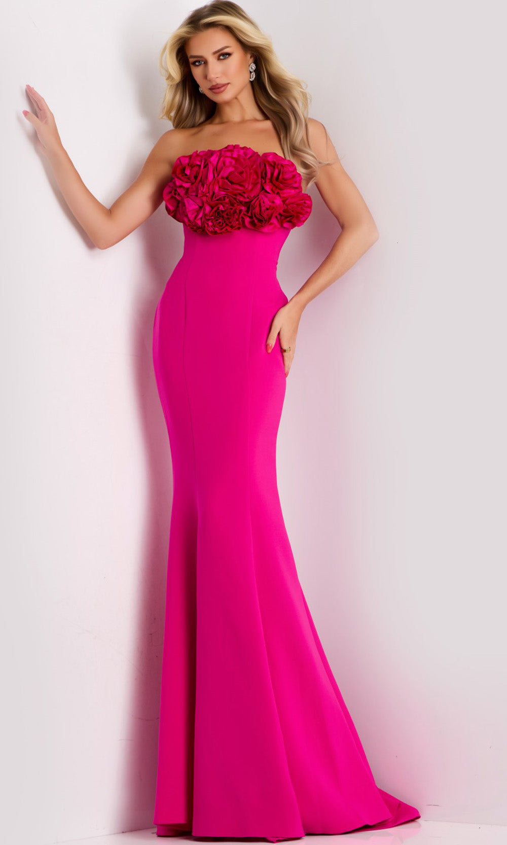 Jovani 45561 - Strapless Floral Accent Trumpet Gown - view 7