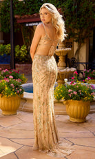 Primavera Couture 4559 - Corset Style Floral Beaded Sheath Dress - back view