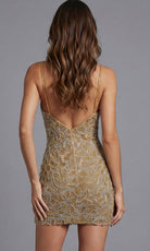 Jovani 45603 - Embellished Plunge Mini Sheath Dress - detail view