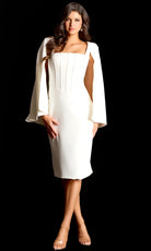 Jovani 45607 - Cape Overlay Knee-Length Cocktail Dress - back view