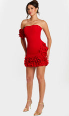 Jovani 45635 - Straight Neckline Mini Dress with 3D Floral Trim - designer homecoming dress at Silhouette Dresses