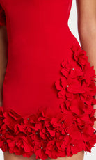 Jovani 45635 - Straight Neckline Mini Dress with 3D Floral Trim - detail view