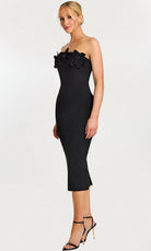 Jovani 45640 - Straight Neckline Floral Accent Midi Dress - back view