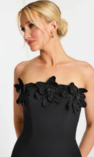Jovani 45640 - Straight Neckline Floral Accent Midi Dress - view 4