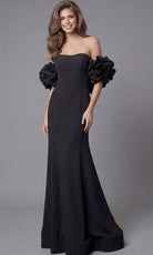 Jovani 45653 - Ruffled Off Shoulder Scuba Long Gown - designer prom dress at Silhouette Dresses