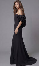 Jovani 45653 - Ruffled Off Shoulder Scuba Long Gown - back view