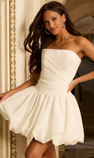 Jovani 45654 - Bubble Hem Strapless A-Line Dress - designer homecoming dress at Silhouette Dresses