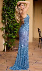 Primavera Couture 4567 - Scoop Neck High Slit Prom Dress - detail view