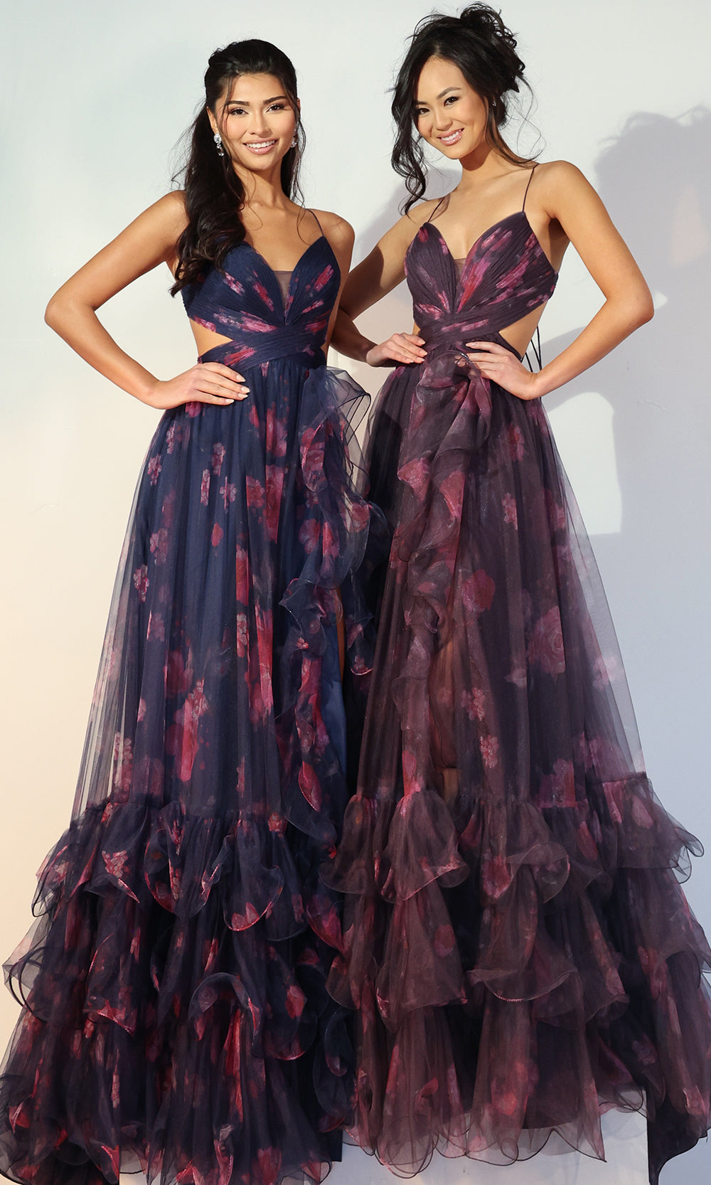 Jovani 45712 - Floral Print Ruffle A-Line Prom Gown - view 5