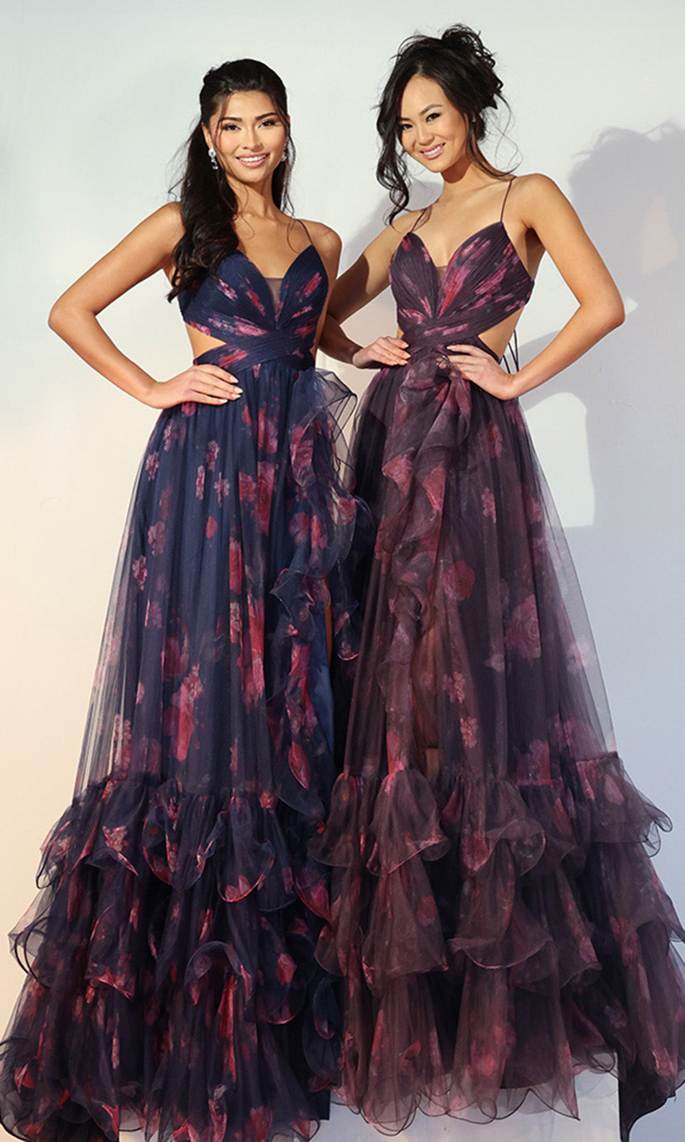 Jovani 45712 - Floral Print Ruffle A-Line Prom Gown - view 4