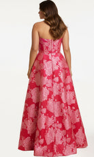 Jovani 45721 - Floral Jacquard Straight Neckline Gown - detail view