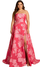 Jovani 45721 - Floral Jacquard Straight Neckline Gown - back view
