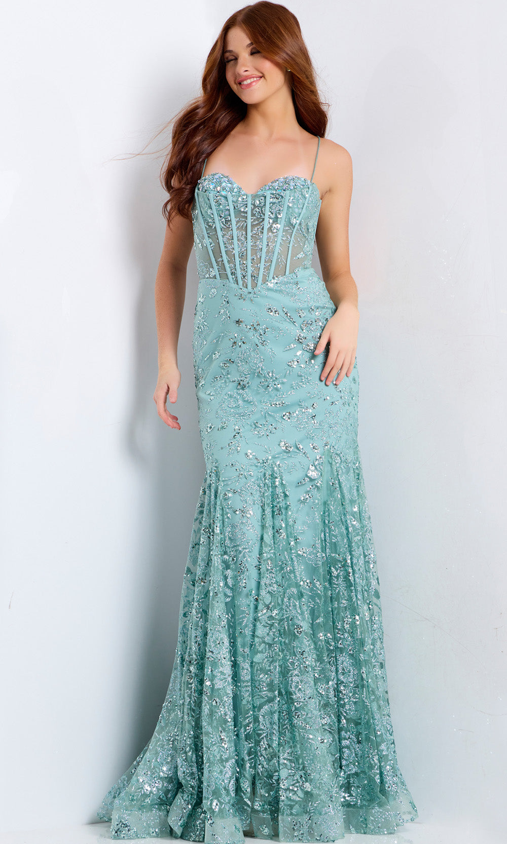 Jovani 45759 - Illusion Corset Beaded Trumpet Dress - designer prom dress at Silhouette Dresses