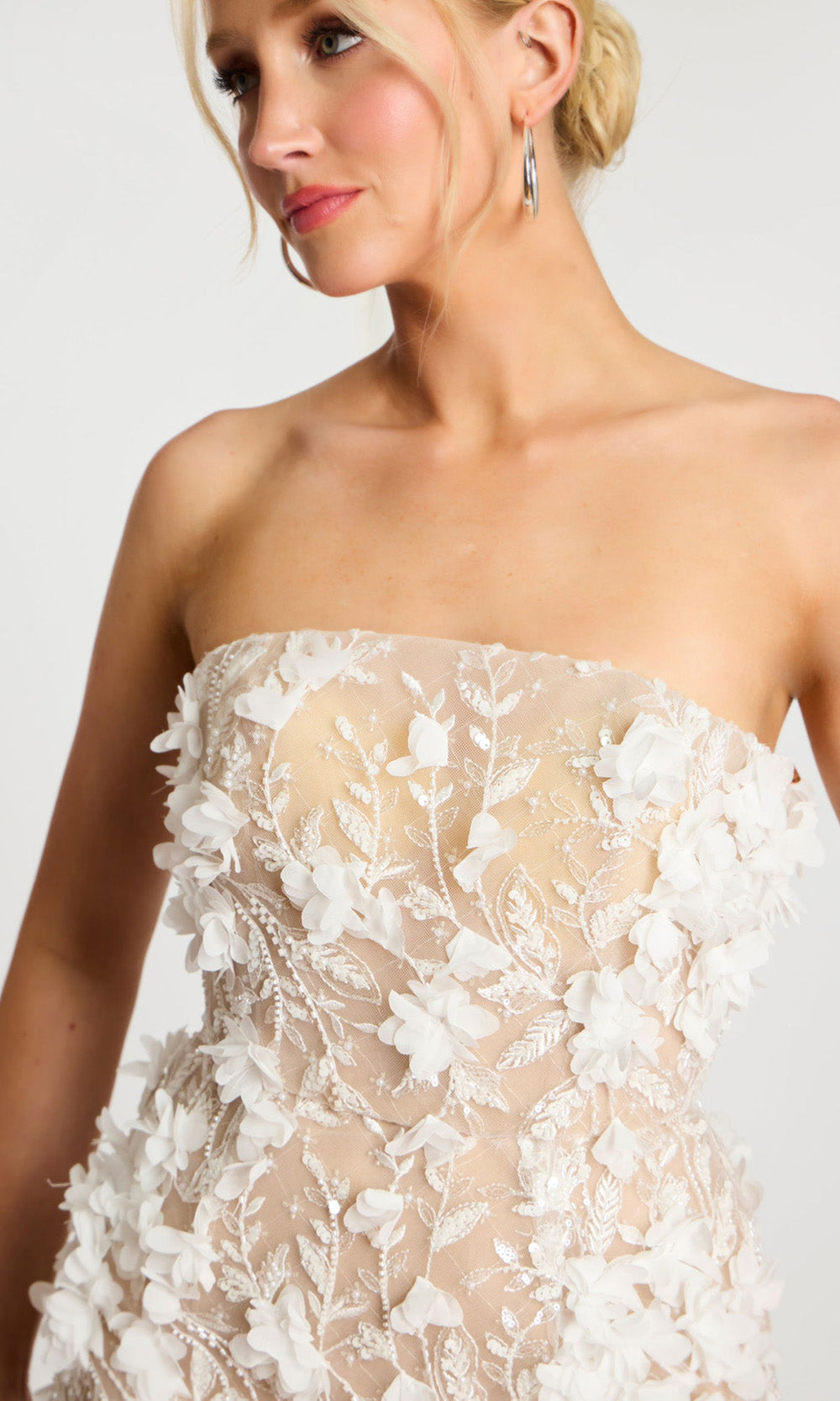 Jovani 45874 - Floral Applique Illusion Skirt Strapless Gown - view 11