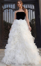 Jovani 45883 - Rosette Skirt Straight Neckline Prom Gown - designer ball gown at Silhouette Dresses