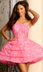 Jovani 45909 - Strapless Sequin Embroidered Mini Dress - designer homecoming dress at Silhouette Dresses