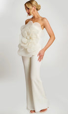Jovani 45933 - 3D Floral Bodice Strapless Jumpsuit - designer formal jumpsuit at Silhouette Dresses