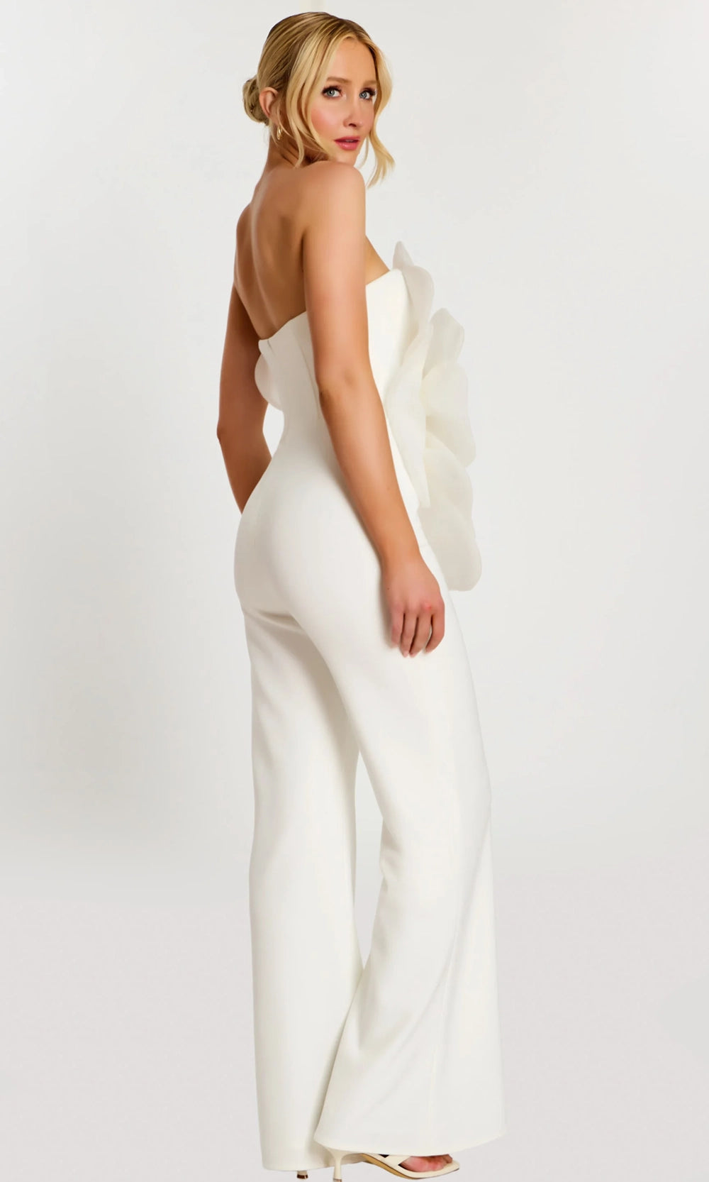 Jovani 45933 - 3D Floral Bodice Strapless Jumpsuit - back view