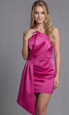 Jovani 45938 - Strapless Mini Dress with Oversized Bow Sash - back view