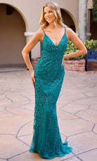 Primavera Couture 4593 - Deep V-Neck Fitted Long Dress - view 8