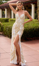 Primavera Couture 4594 - Leaf Beaded Sweetheart Neckline Dress - view 7