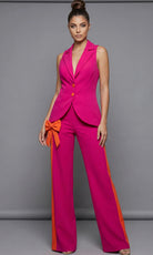 Jovani 45987 - Sleeveless Colorblock Pantsuit with Bow Accent - designer formal jumpsuit at Silhouette Dresses