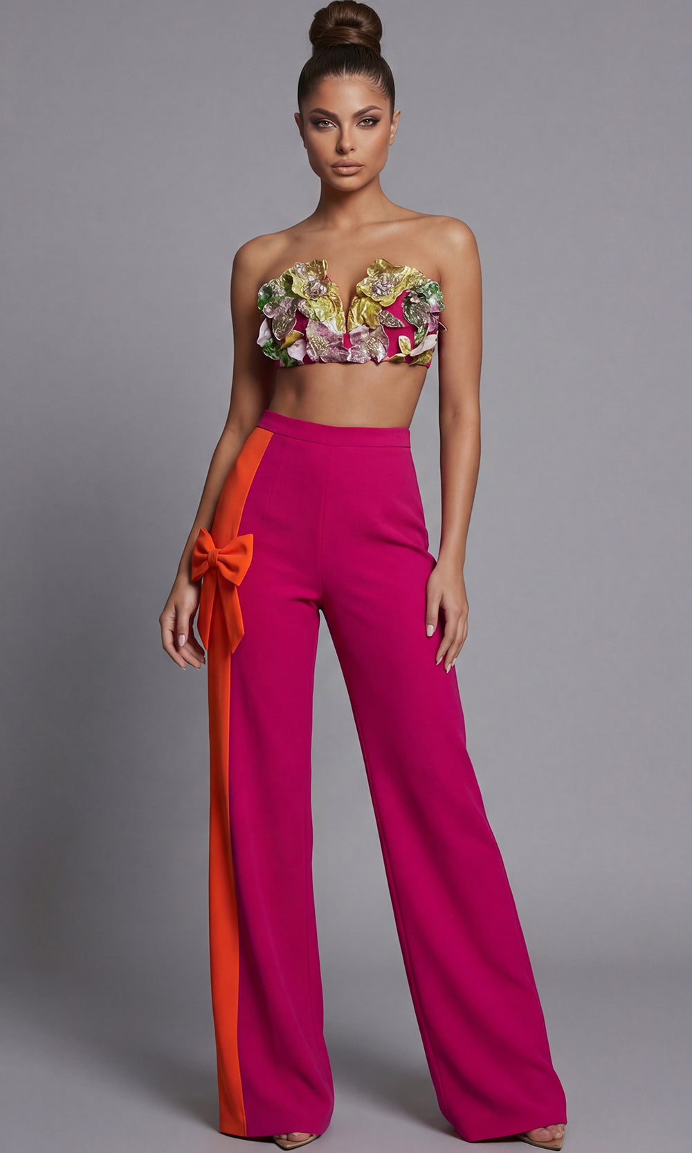 Jovani 45987 - Sleeveless Colorblock Pantsuit with Bow Accent - back view
