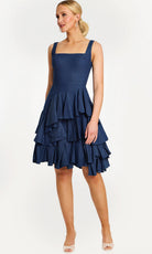 Jovani 45997 - Denim Square Neck Tiered Ruffle Dress - designer formal gown at Silhouette Dresses