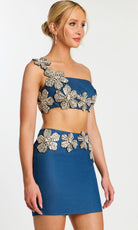 Jovani 46004 - One Shoulder Floral Embellished Mini Dress - designer homecoming dress at Silhouette Dresses