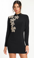 Jovani 46005 - Crystal Floral Applique Cutout Back Mini Dress - back view