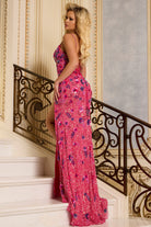 Jovani 46097 - Sequin Floral V-Neck Fitted Dress - view 9