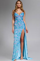 Jovani 46097 - Sequin Floral V-Neck Fitted Dress - designer prom dress at Silhouette Dresses