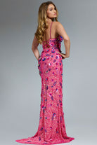 Jovani 46097 - Sequin Floral V-Neck Fitted Dress - view 5