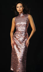 Jovani 46142 - Sleeveless Horizontal Sequin Midi Dress - view 5