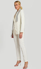 Jovani 46267 - Plunging Crepe Pantsuit with Embellished Neck Tie - back view
