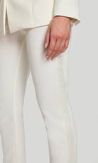 Jovani 46267 - Plunging Crepe Pantsuit with Embellished Neck Tie - detail view