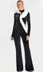 Jovani 46282 - Ruffle Detail Long Sleeve Velvet Jumpsuit - designer formal jumpsuit at Silhouette Dresses
