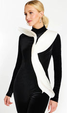 Jovani 46282 - Ruffle Detail Long Sleeve Velvet Jumpsuit - view 4