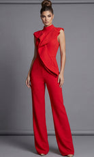 Jovani 46284 - Draped Ruffle Sleeveless Crepe Jumpsuit - designer formal jumpsuit at Silhouette Dresses