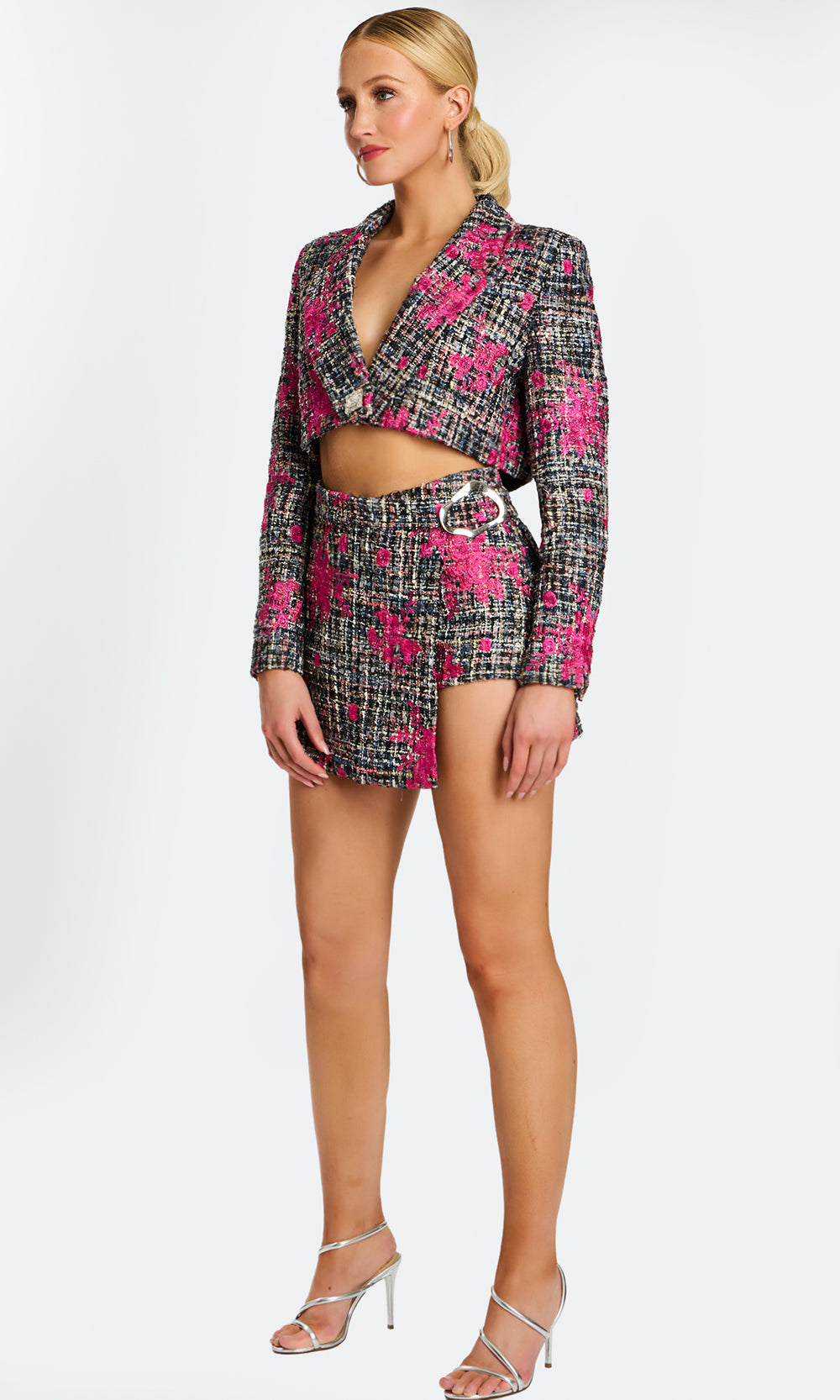 Jovani 46305 - Embroidered Tweed Two Piece Dress - back view