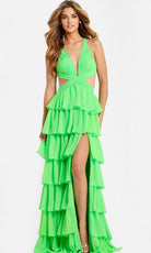 Jovani 46338 - Tiered Ruffle Plunging Chiffon Gown - designer prom dress at Silhouette Dresses