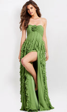 Jovani 46379 - Cascading Ruffle A-Line Prom Gown - detail view