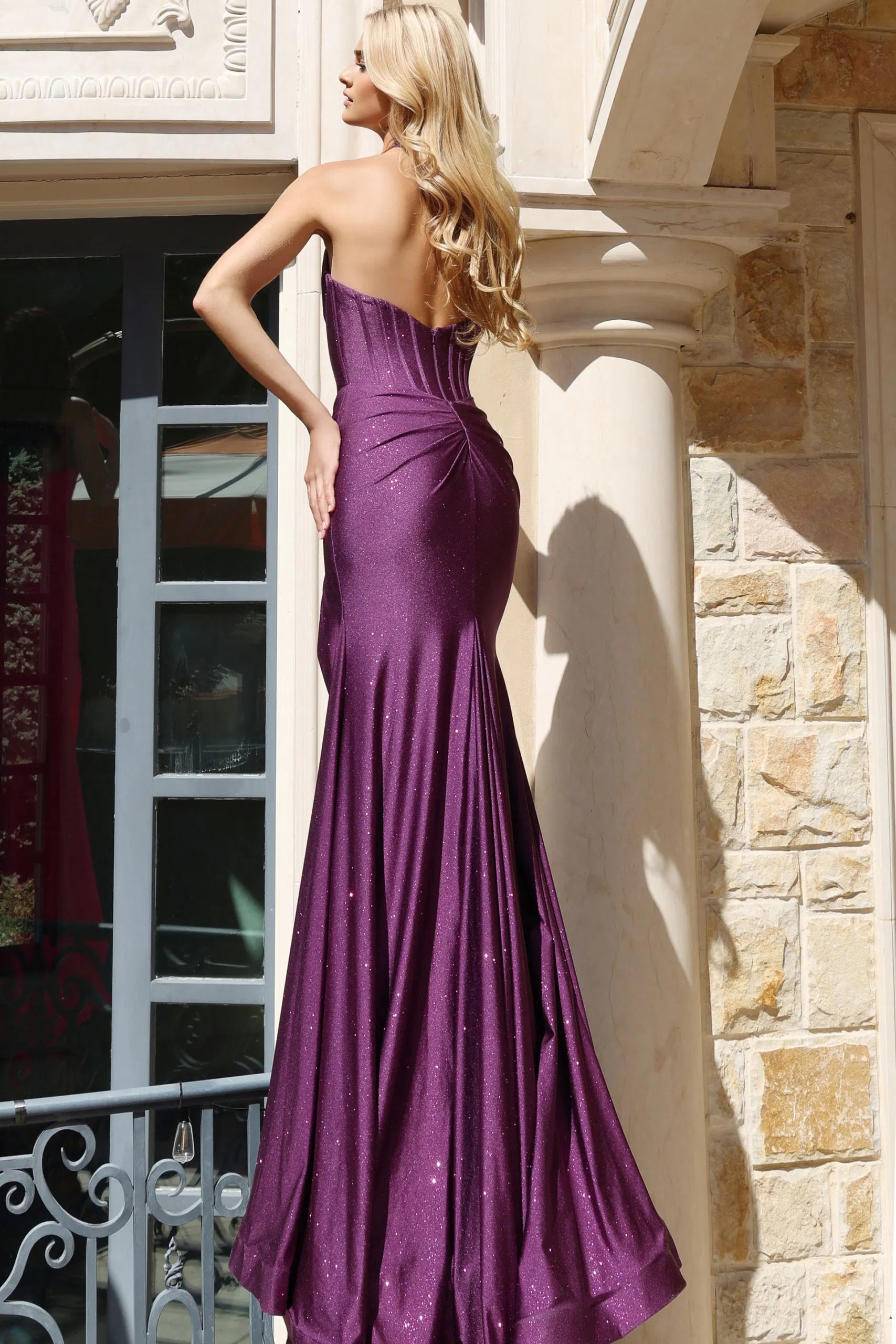 Jovani 46489 - Plunging Halter Slit Prom Gown - view 6