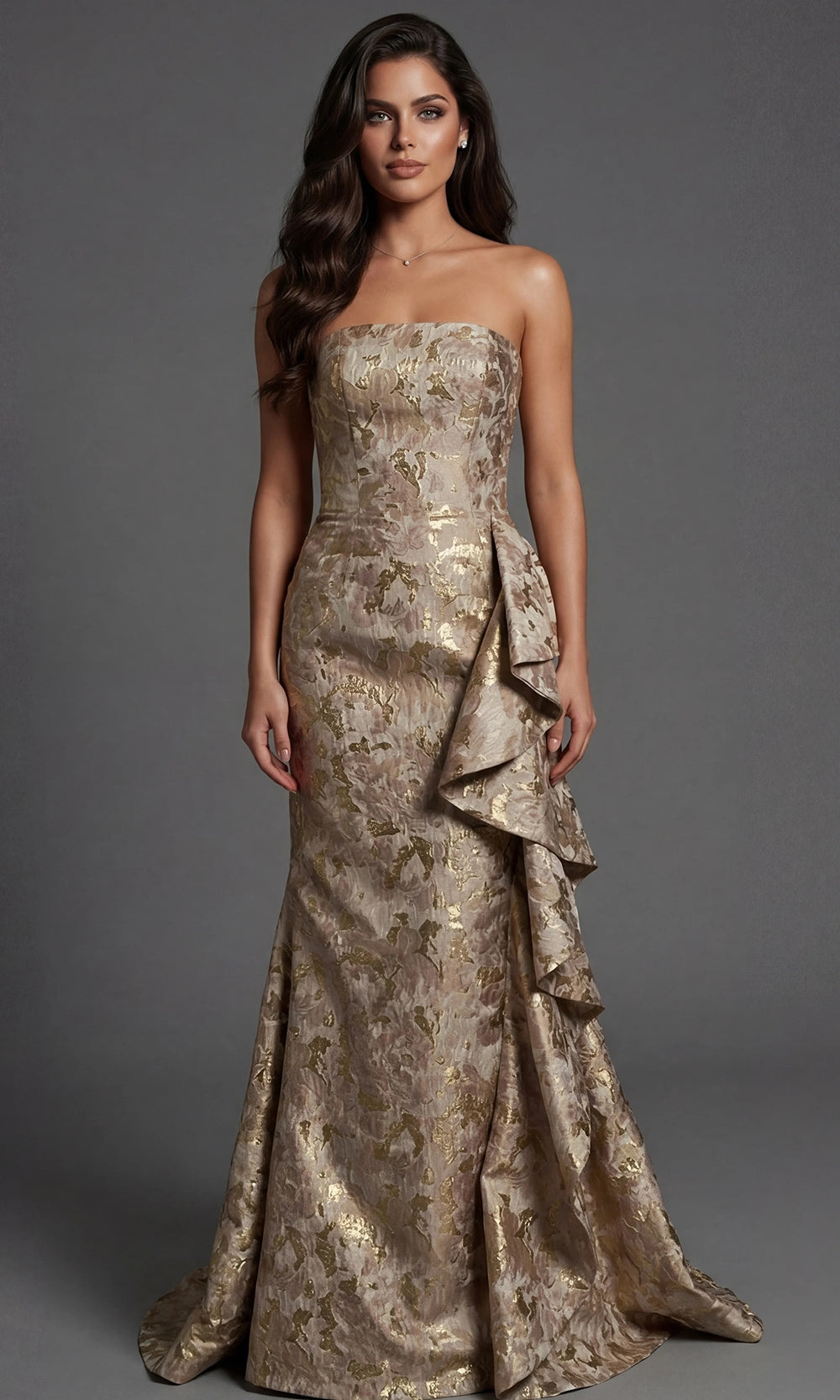 Jovani 46517 - Strapless Ruffle Side Evening Gown - designer mother of the bride dress at Silhouette Dresses