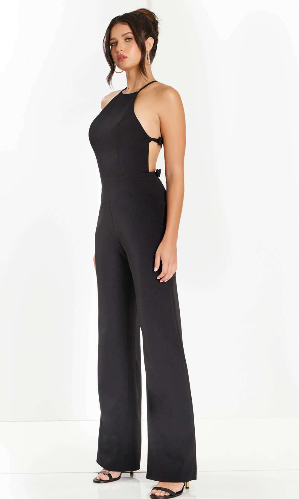 Jovani 46558 - Halter Jumpsuit with Bow Back Detail - back view