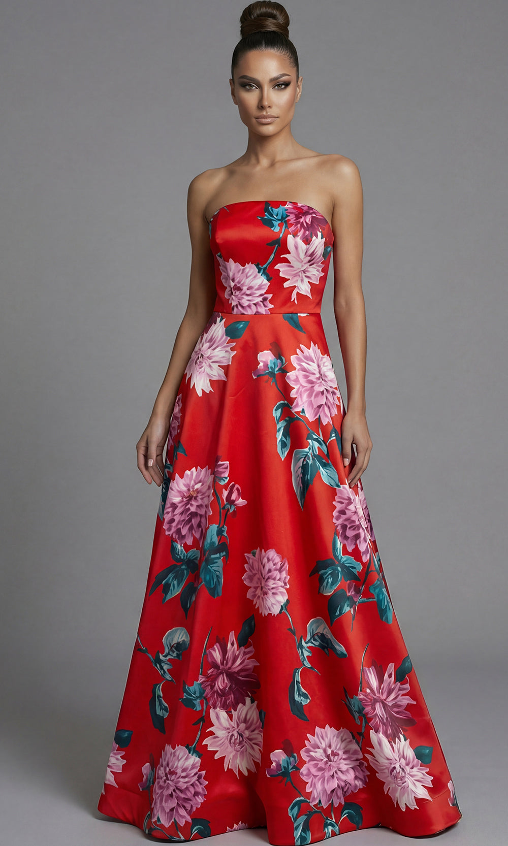 Jovani 46562 - Printed Satin A-Line Evening Gown - designer prom dress at Silhouette Dresses