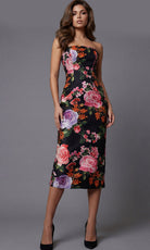 Jovani 46565 - Multicolor Floral Sheath Midi Dress - designer prom dress at Silhouette Dresses