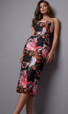 Jovani 46565 - Multicolor Floral Sheath Midi Dress - back view