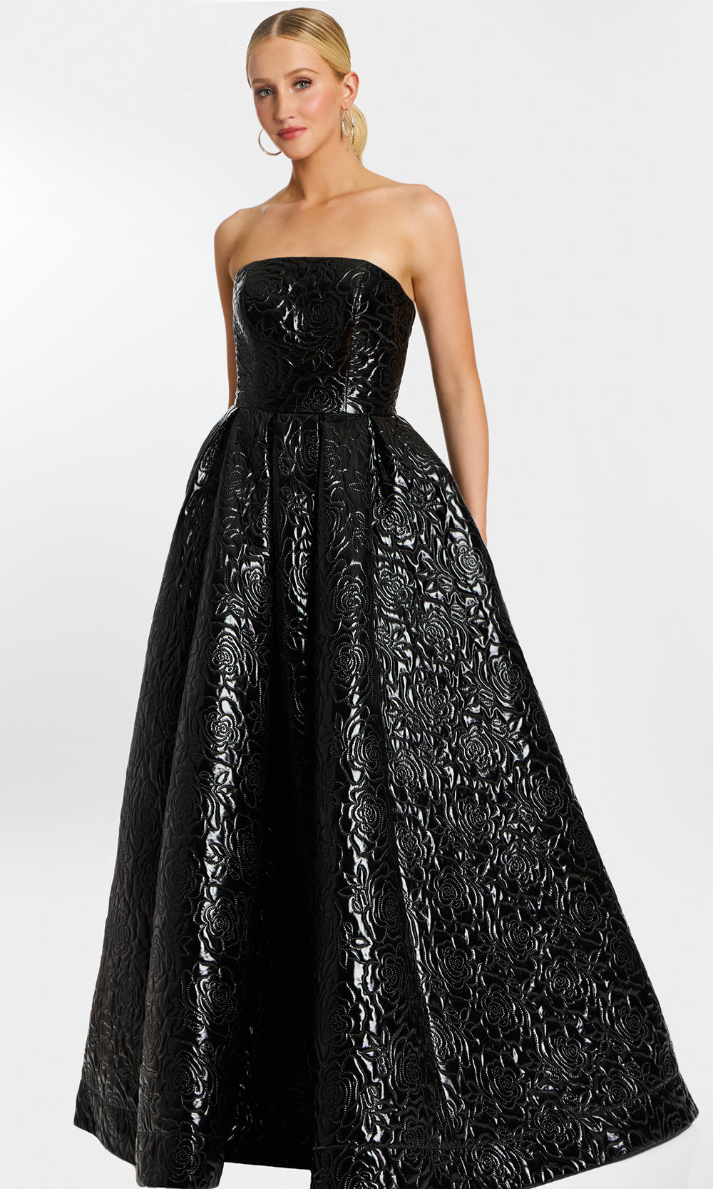 Jovani 46580 - Textured Embossed Floral Strapless Ballgown - designer prom dress at Silhouette Dresses