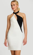 Jovani 46593 - Sleeveless Colorblock Halter Cocktail Dress - back view
